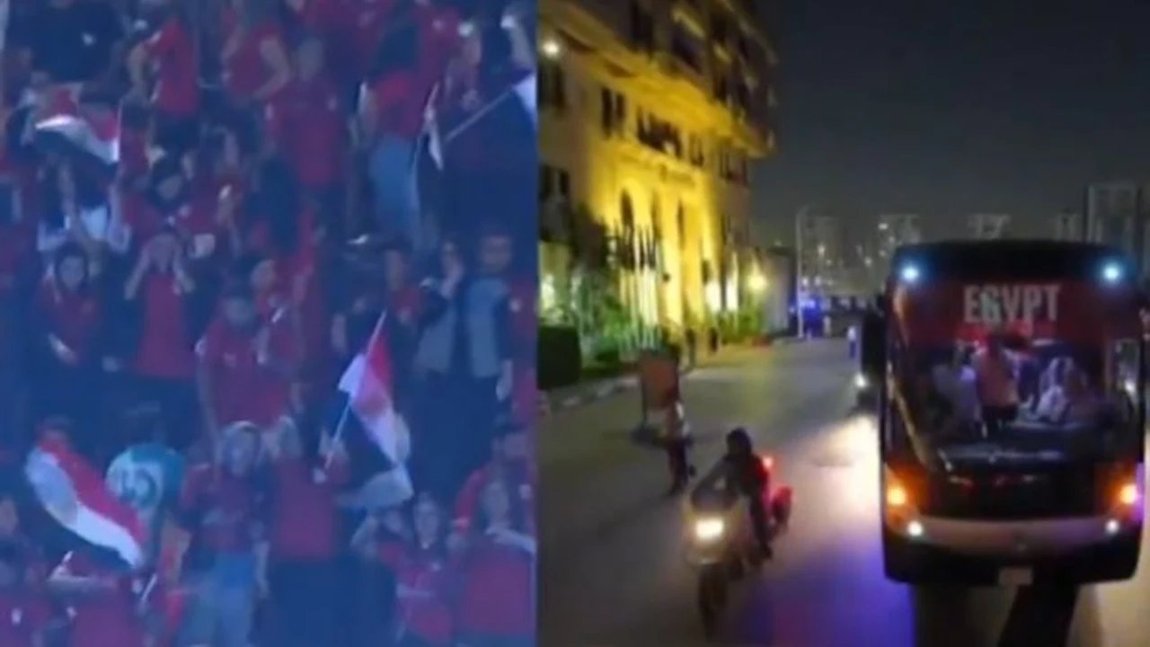 أتوبيس منتخب مصر ينطلق نحو استاد القاهرة احتفالاً بالأبطال